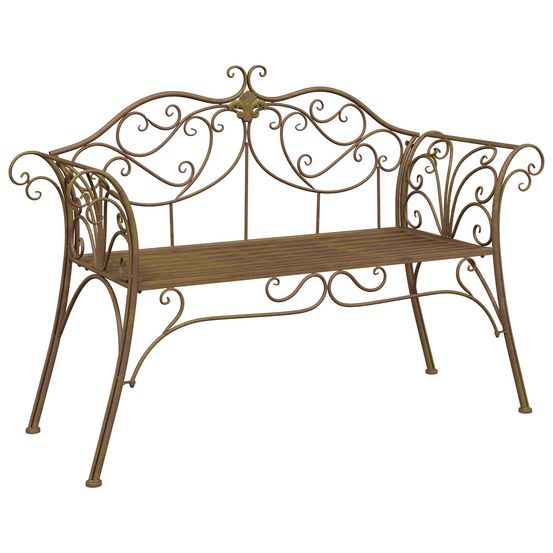 Banc de jardin 2 -places 131 x 47,5 x 90 cm acier marron ancien