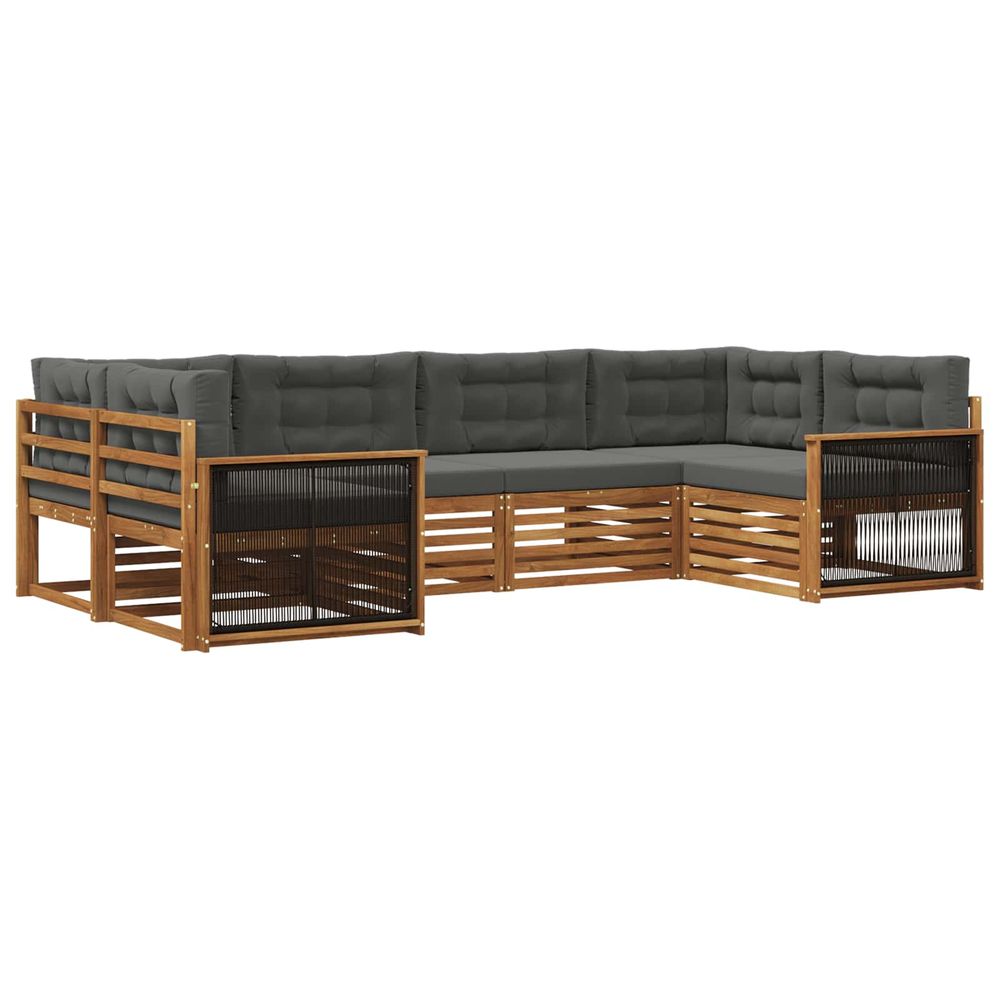 Ensemble de canapés d'extérieur 6 pc naturel et anthracite