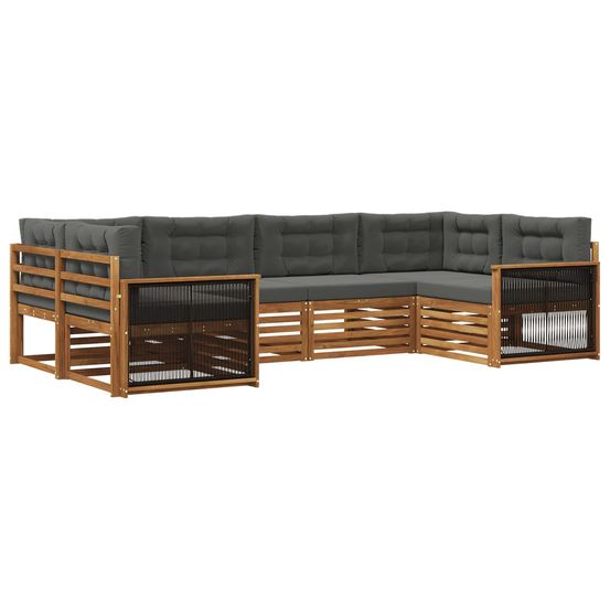 Ensemble de canapés d'extérieur 6 pc naturel et anthracite