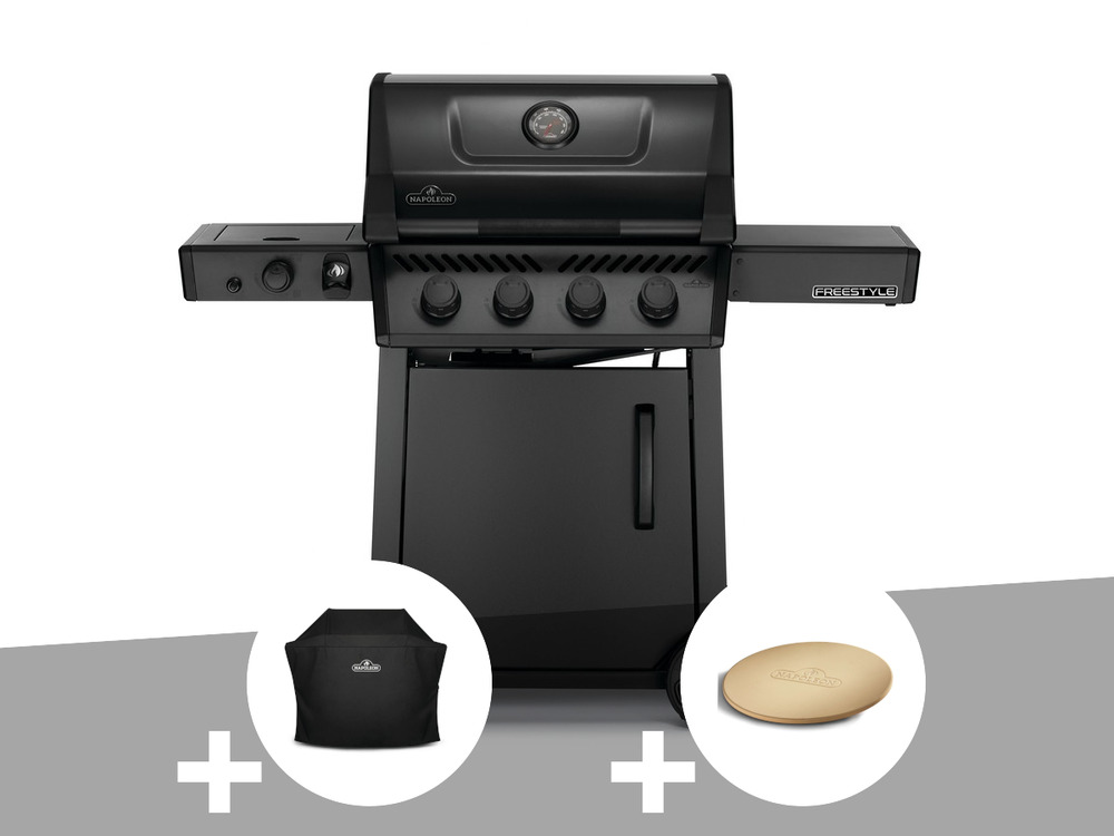 Barbecue à gaz phantom freestyle 425 sib noir mat 4 brûleurs + housse de protect