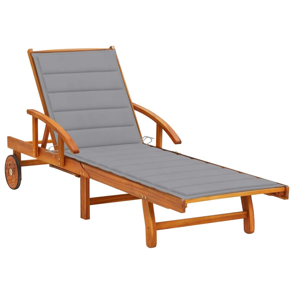 Chaise longue de jardin avec coussin bois d'acacia solide bain de soleil