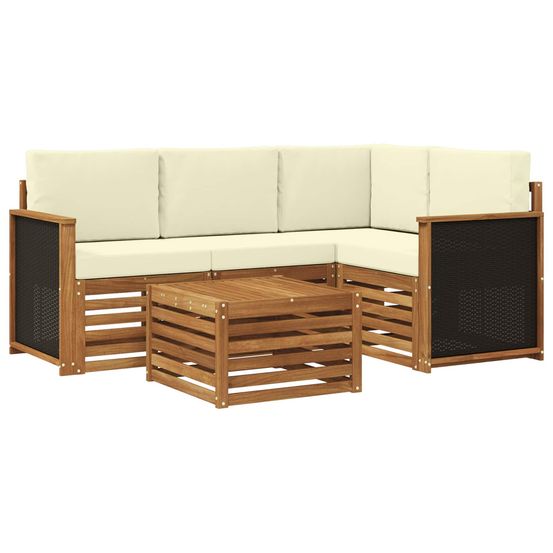 Ensemble de canapés d'extérieur 5 pc naturel et crème polyester