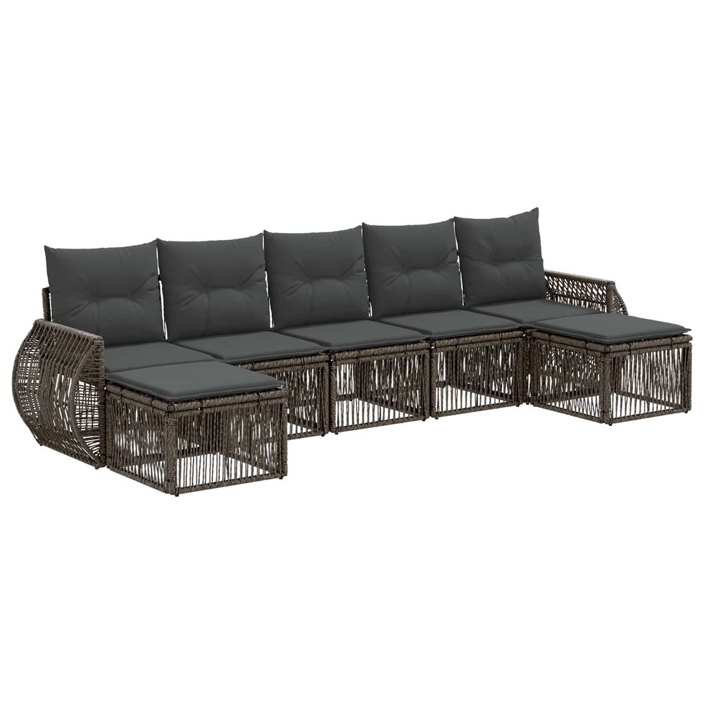 Ensemble de canapé de jardin 7 pc gris et gris foncé polyrotin