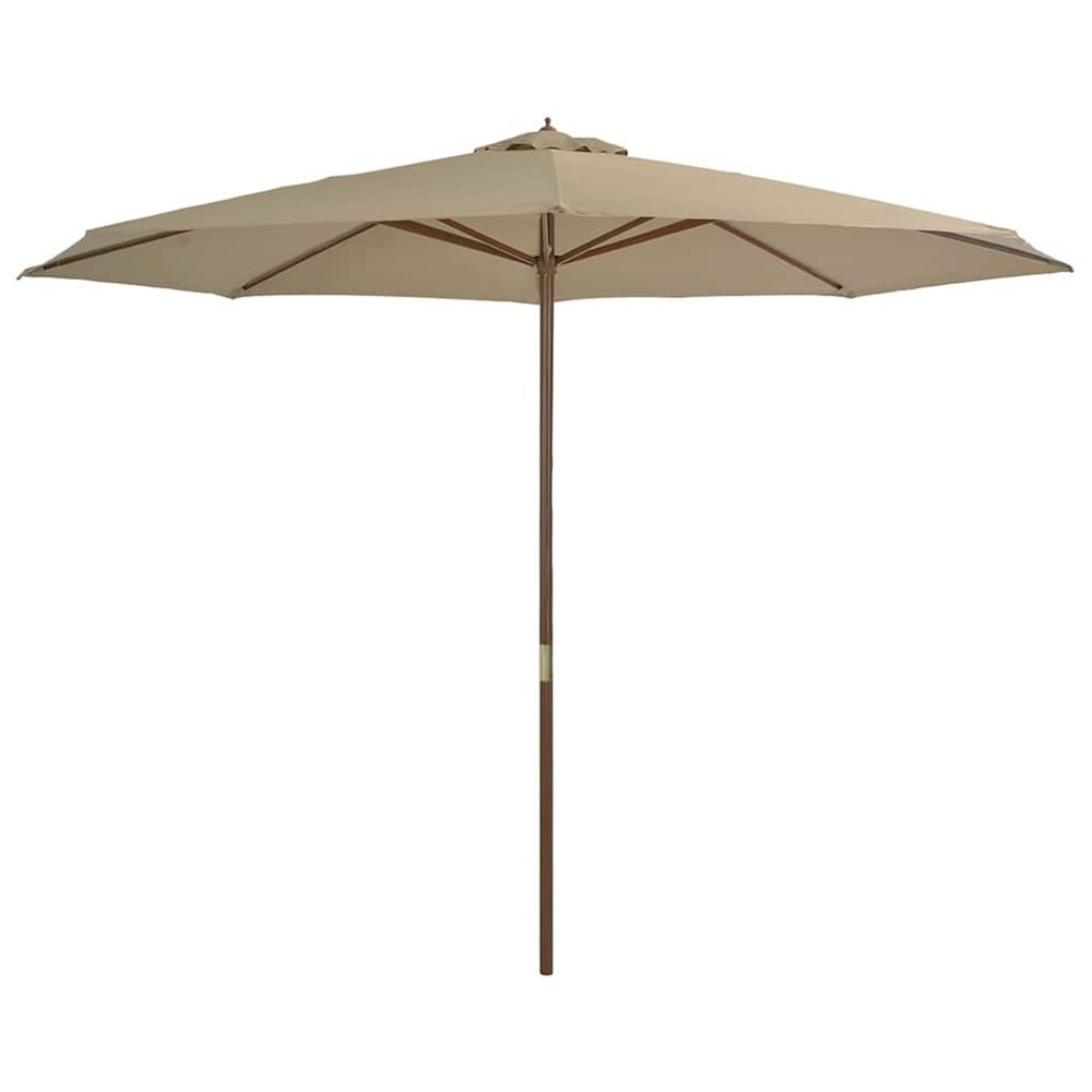 Parasol d'extérieur avec mât en bois 350 cm taupe