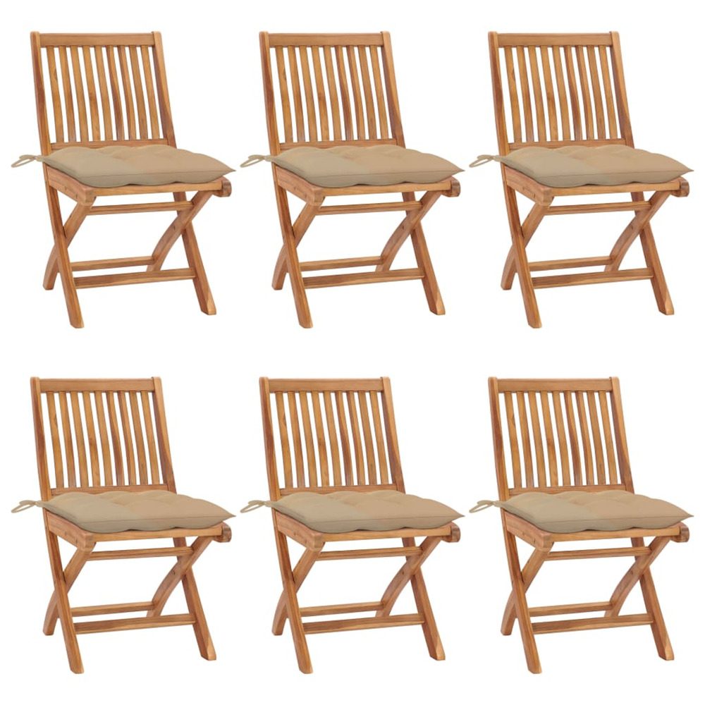 Chaises pliables de jardin avec coussins lot de 6 bois de teck