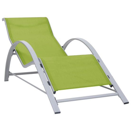 Chaise longue textilène et aluminium vert bain de soleil