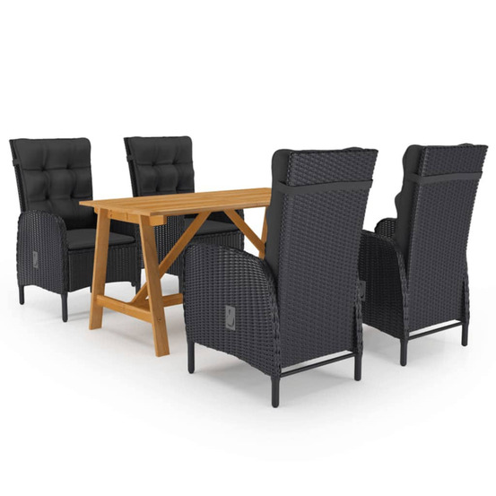 Ensemble à manger de jardin 5 pcs noir