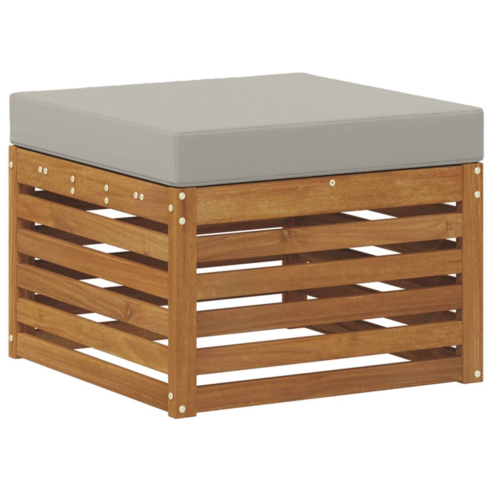 Pouf d'extérieur bois d'acacia massif naturel