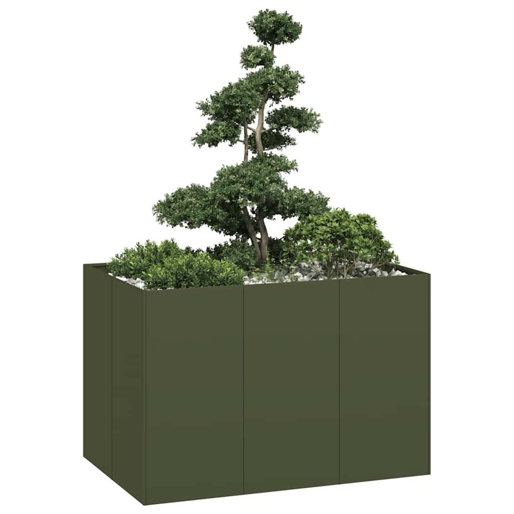 Potager surélevé en acier vert olive 120x80x80 cm