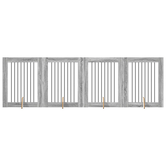 Portillon pour chien avec supports 4 pcs sonoma gris
