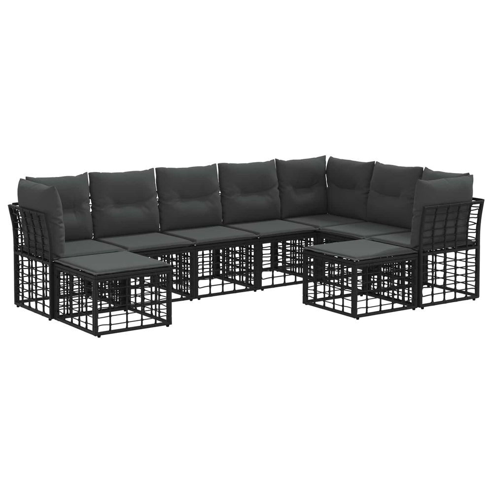 Ensemble de canapés d'extérieur noir et gris foncé polyester