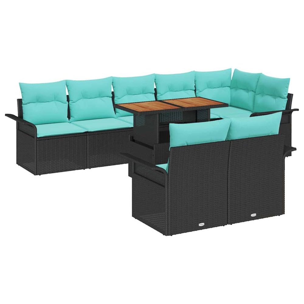 Ensemble de canapé de jardin 9 pc noir poly rotin