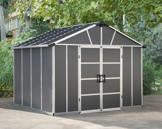 Abri de jardin en aluminium et polycarbonate gris yukon 9m²