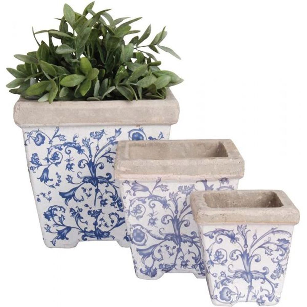 Pots en céramique patiné (lot de 3)