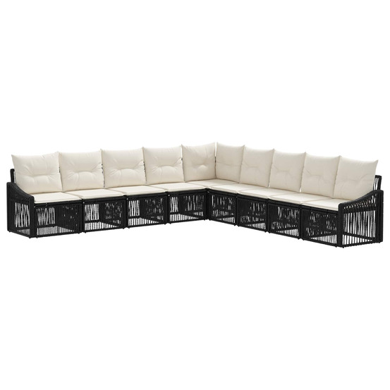 Ensemble de canapé de jardin 9 pcs noir polyrotin