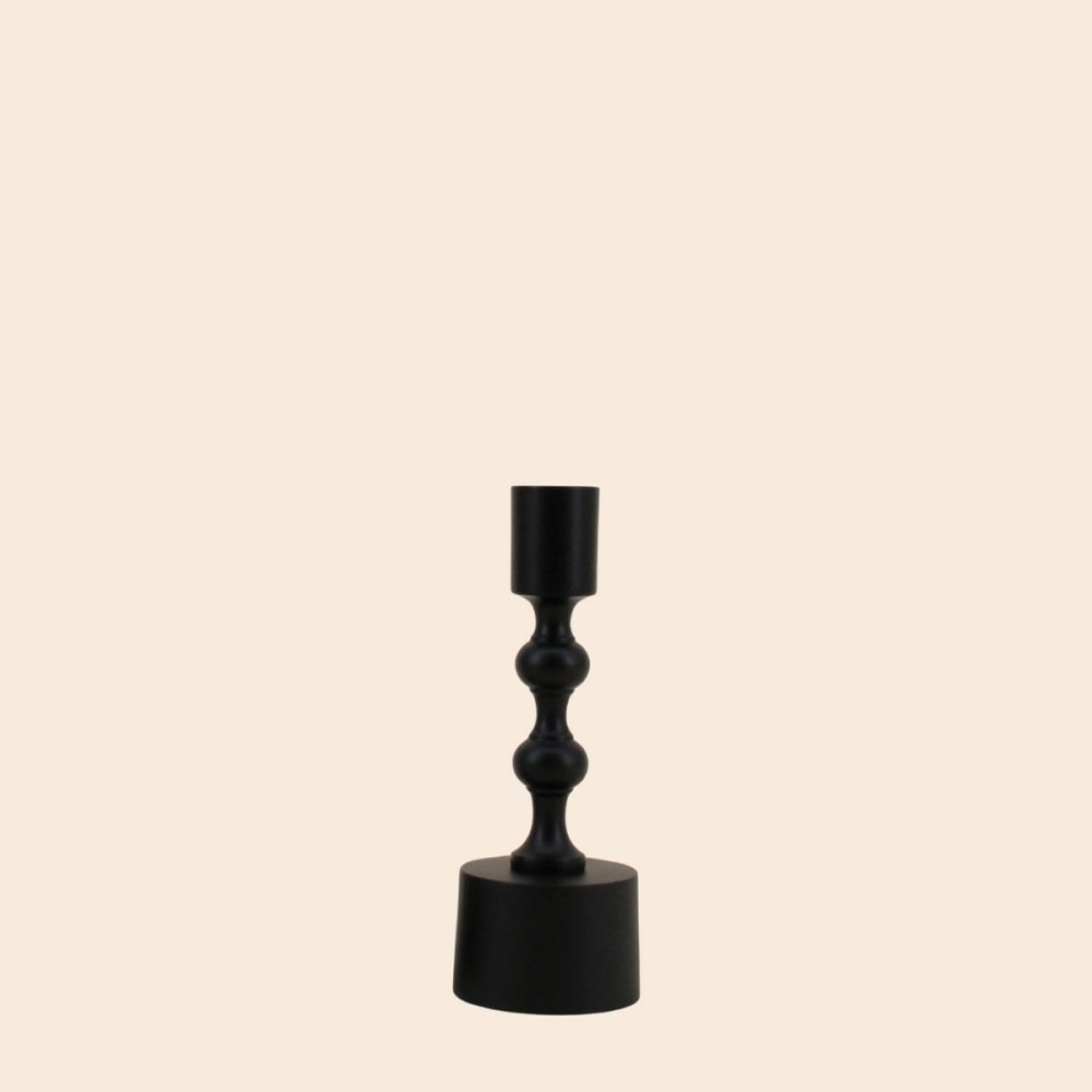 Bougeoir laqué noir mat 16cm, adam