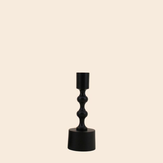 Bougeoir laqué noir mat 16cm, adam