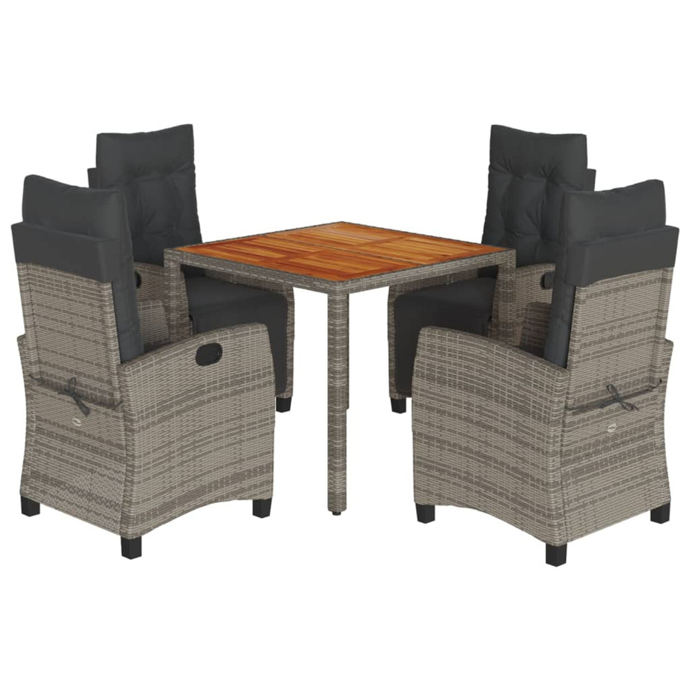 Ensemble à manger de jardin 5 pcs coussins gris résine tressée