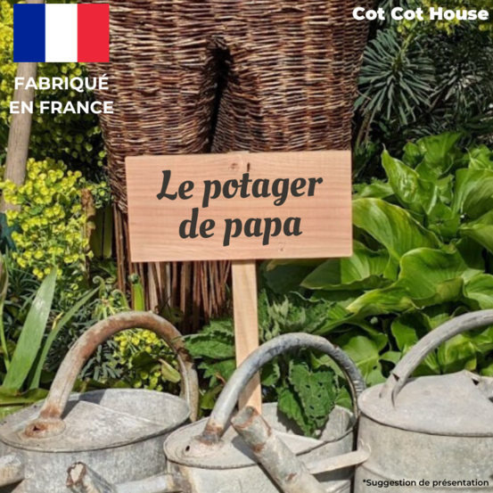 Pancarte en bois gravée extérieur déco - 04 - « le potager de papa »