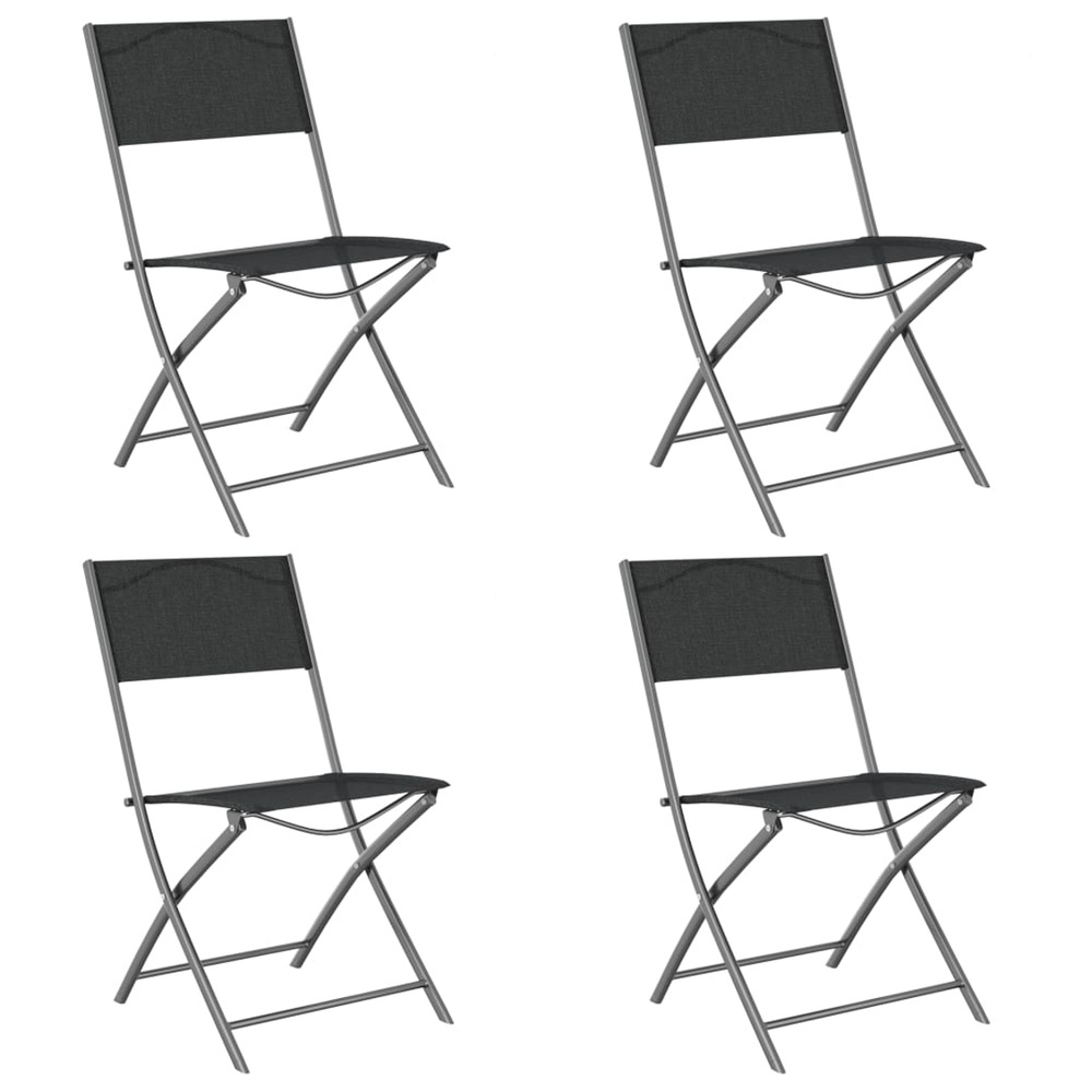 Chaises d'extérieur pliables lot de 4 noir acier et textilène