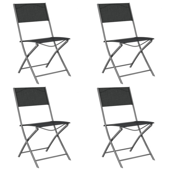 Chaises d'extérieur pliables lot de 4 noir acier et textilène