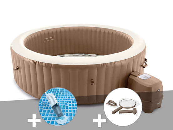 Kit spa gonflable purespa sahara rond bulles 8 places + aspirateur + kit d'entr