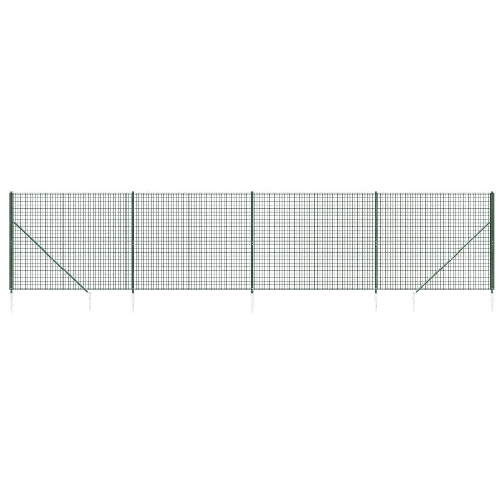 Clôture en treillis métallique et piquet d'ancrage vert 2,2x10m