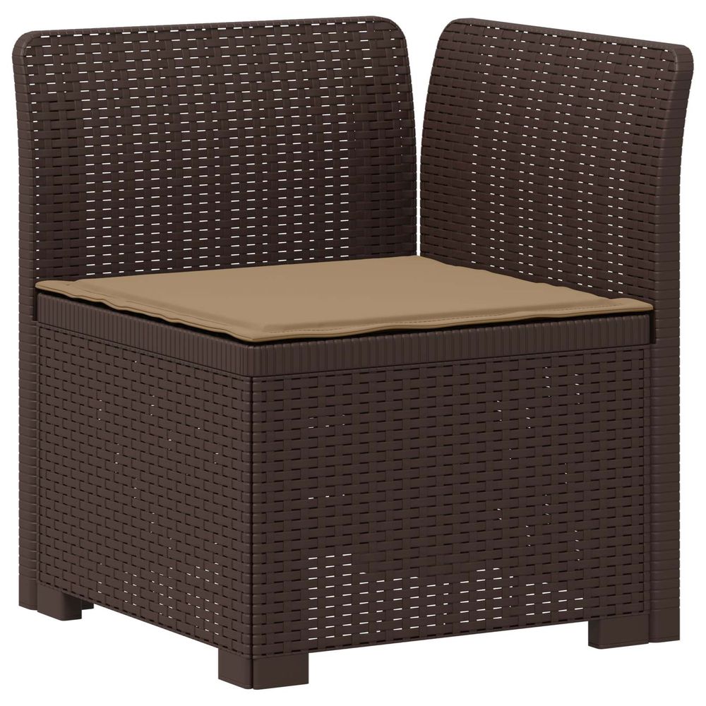 Canapé de jardin 1 place avec coussin look rotin pp marron