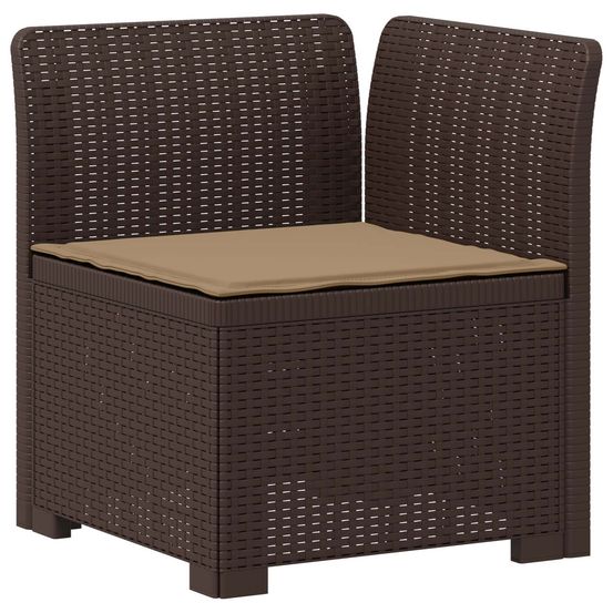 Canapé de jardin 1 place avec coussin look rotin pp marron