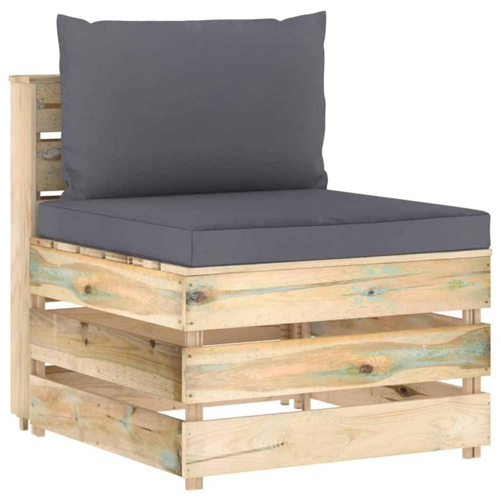 Canapé central sectionnel avec coussins bois imprégné de vert