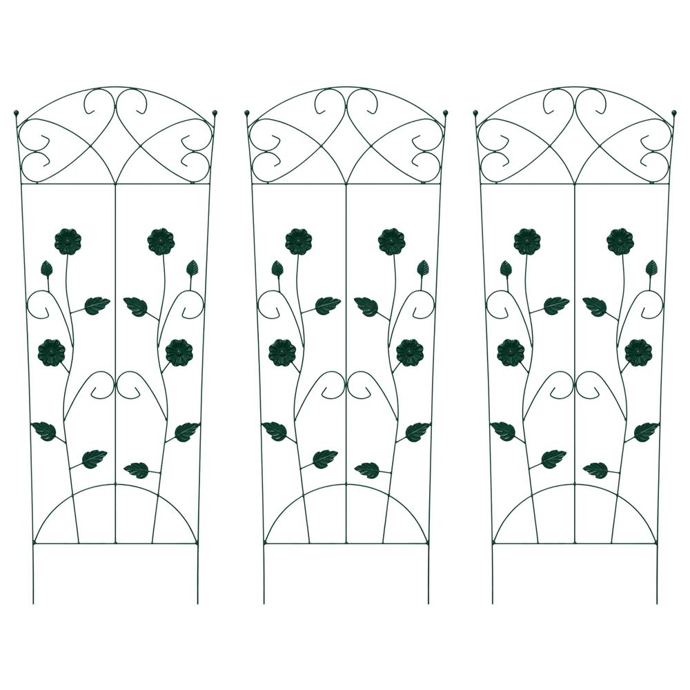 Clôture de jardin 3 pc vert 110,5 x 42,5 cm acier