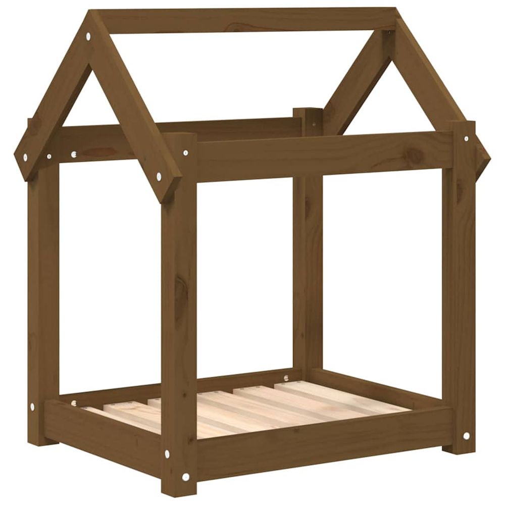 Lit pour chien marron miel 61x50x70 cm bois de pin solide