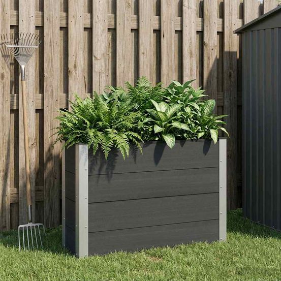 Jardinière surélevée wpc aluminium culture légumes fleurs 100x30x72cm noir