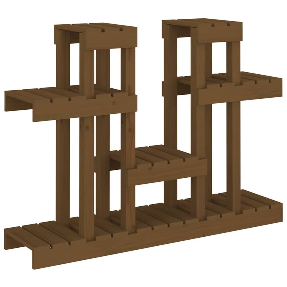 Support à plantes marron miel 104,5x25x77,5 cm bois massif pin
