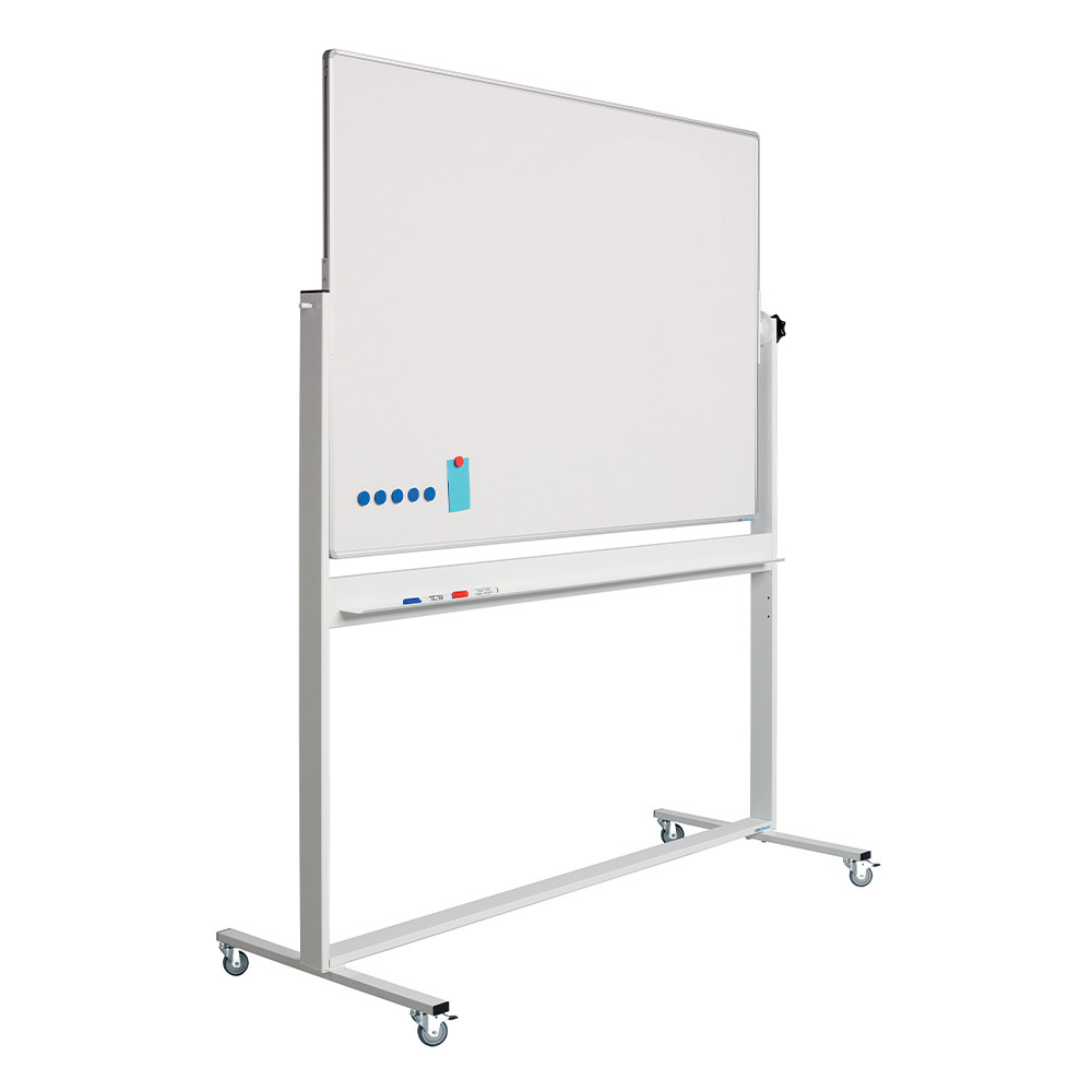 Tableau blanc mobile - double face - magnétique - émaillé - 90x120 cm