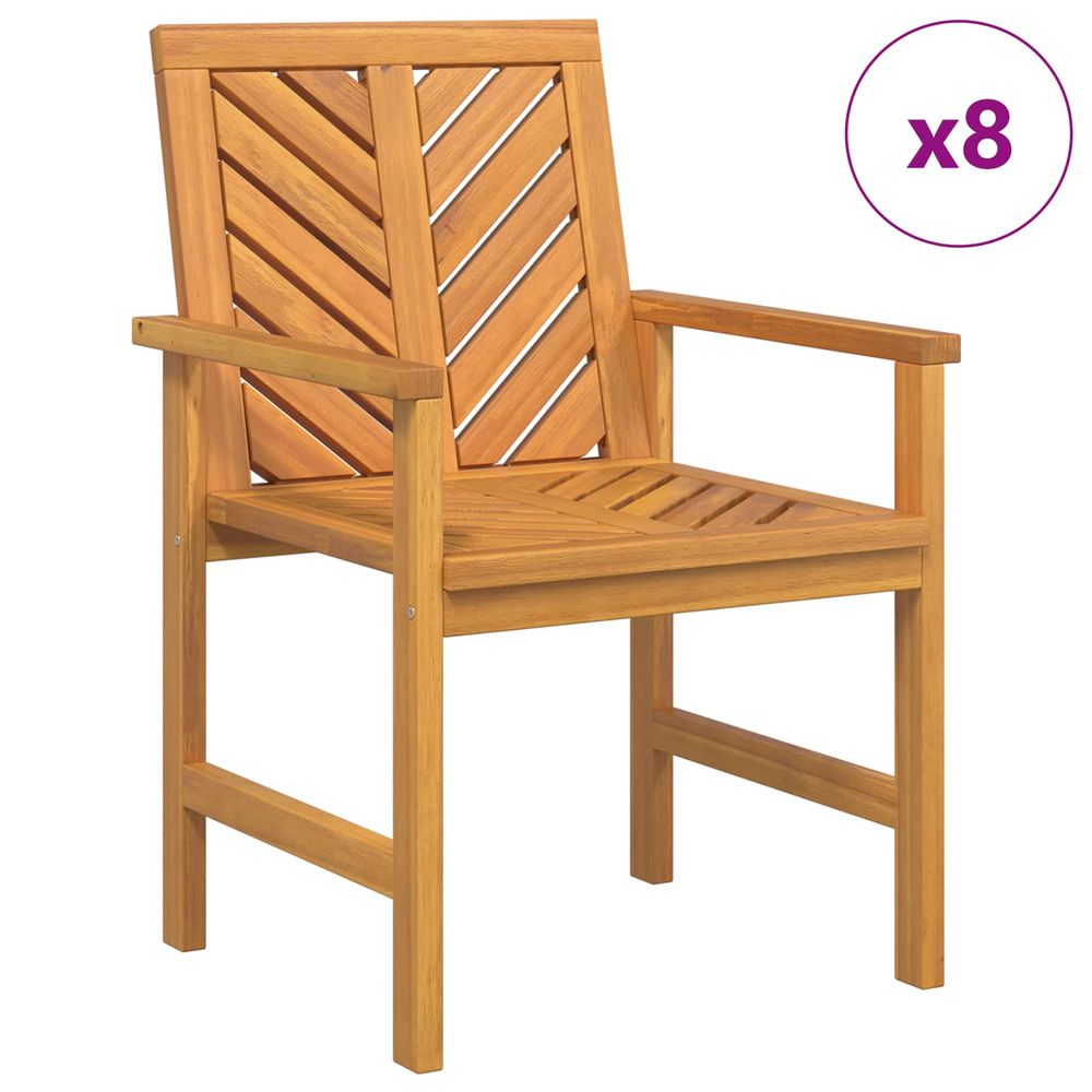 Chaise de salle à manger 8 pc naturel bois d'acacia massif