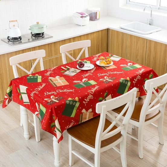 Nappe rayée aux motifs de noël - 140x160 cm