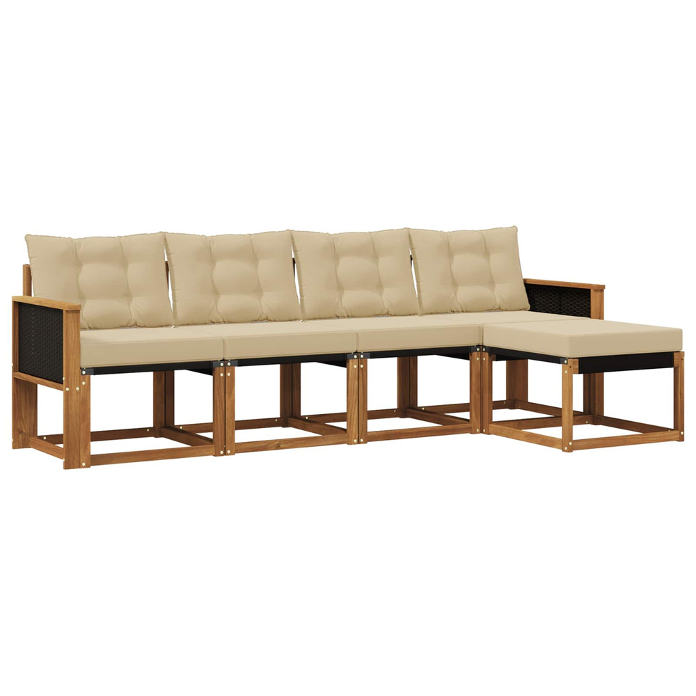 Ensemble de canapés d'extérieur 5 pcs naturel et beige