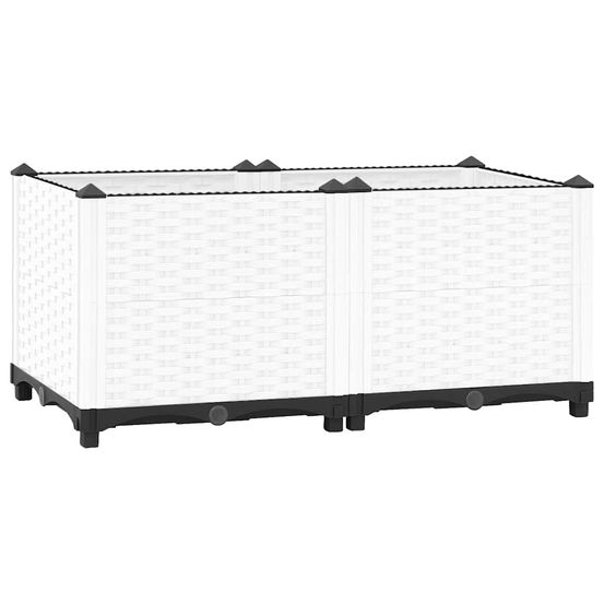 Jardinière surélevée polypropylène pour jardin balcon blanc – 80x40x38 cm