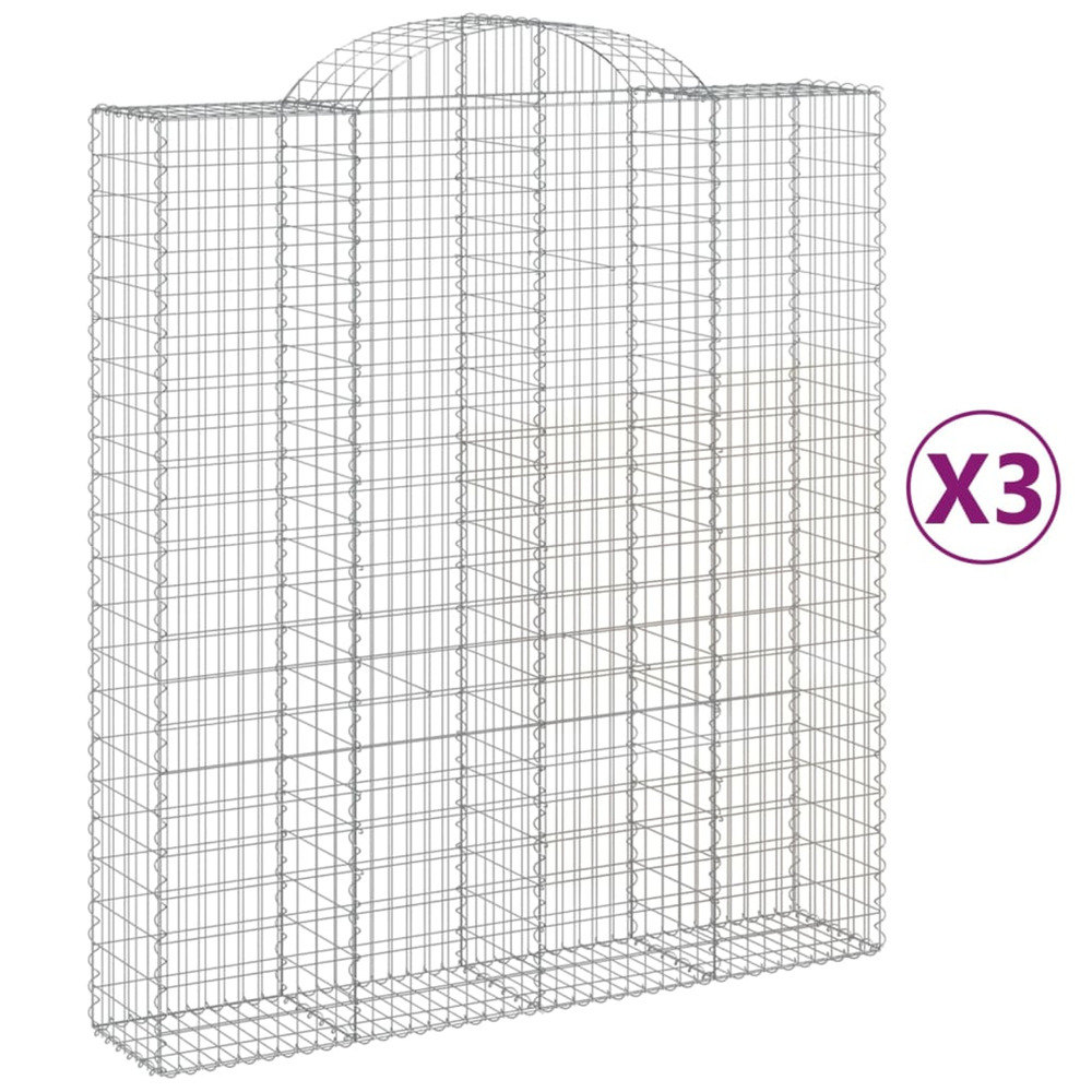 Paniers à gabions arqués 3 pcs 200x50x220/240 cm fer galvanisé