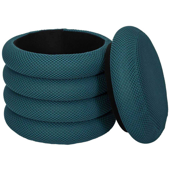 Pouf 2 en 1 en tissu coloré atome bleu