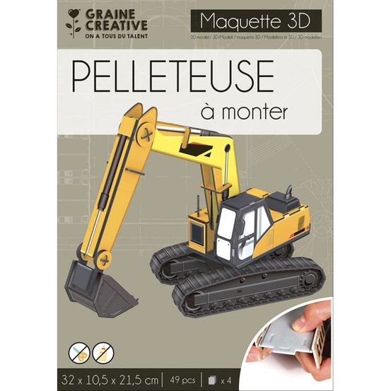 Pelleteuse maquette 3d carton mousse