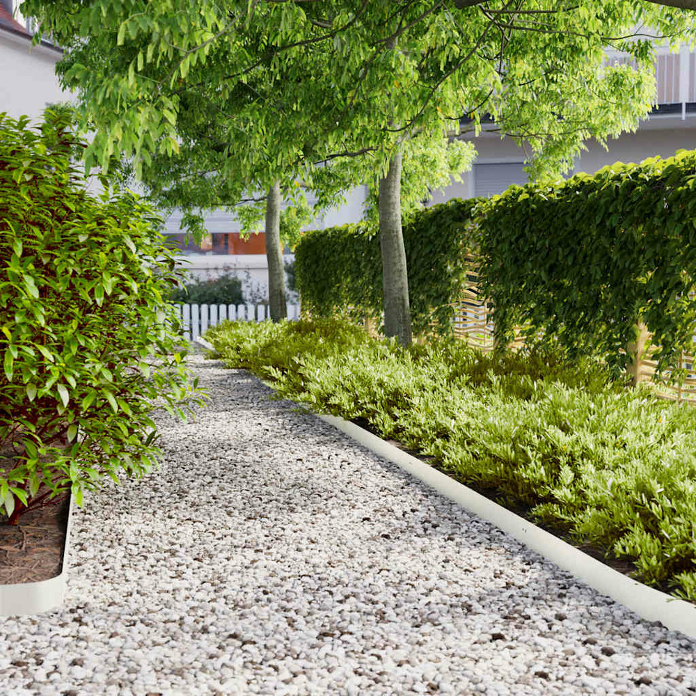 Bordures de pelouse 10 pcs blanc 10x103 cm acier laminé à froid