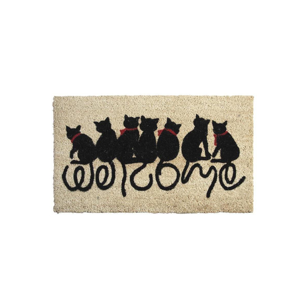 Paillasson en coco avec inscriptions 75 x 45 cm chats welcome