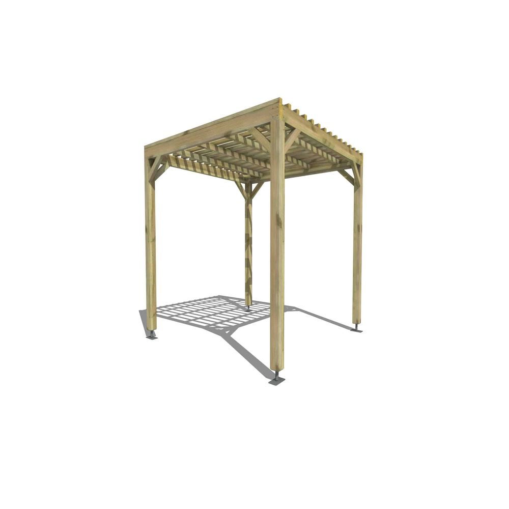 Pergola bois • 2m x 2m • indépendante • sens largeur • lattage bois • livraison comprise