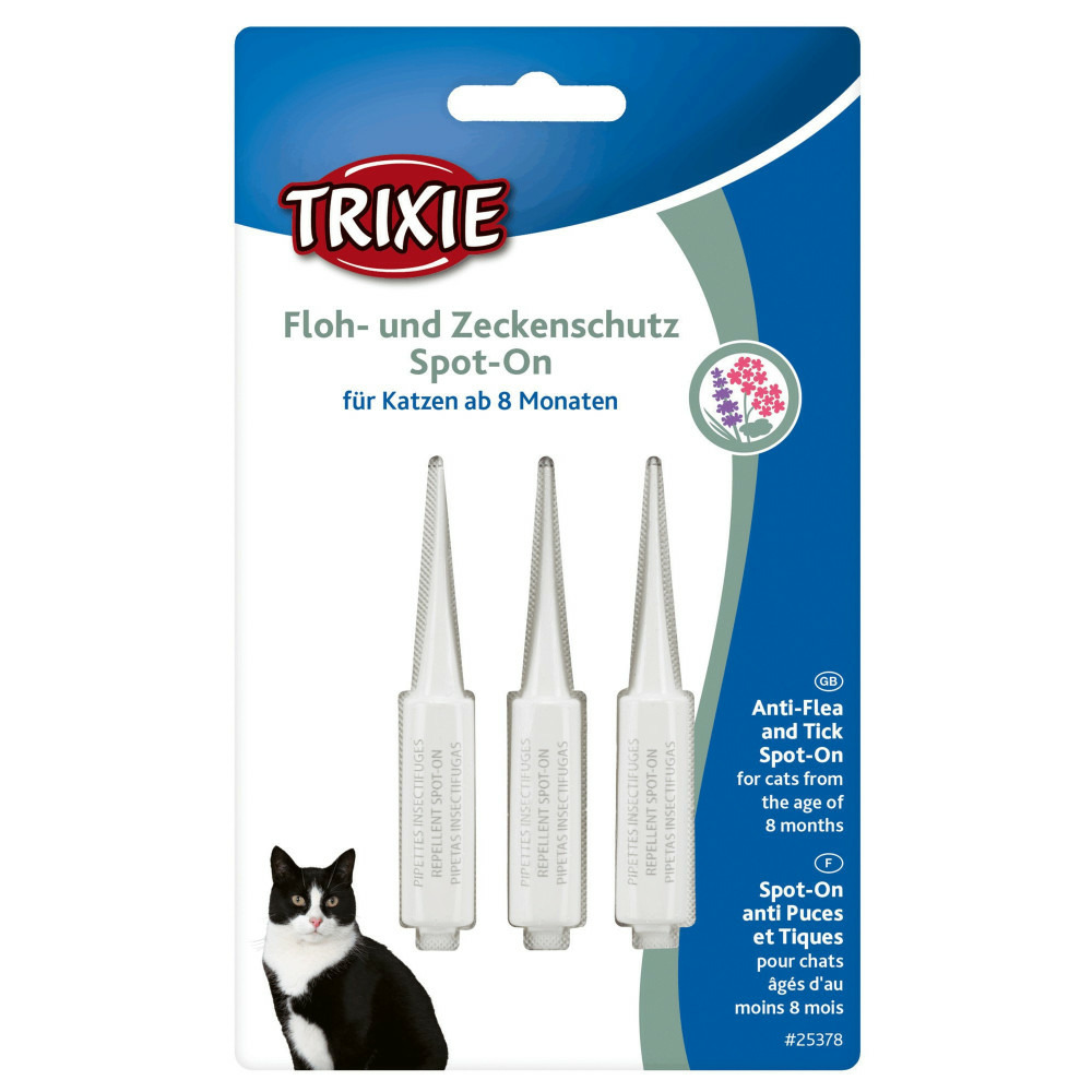 Pipettes anti-tiques et puces, spot-on pour chat + de 8 mois