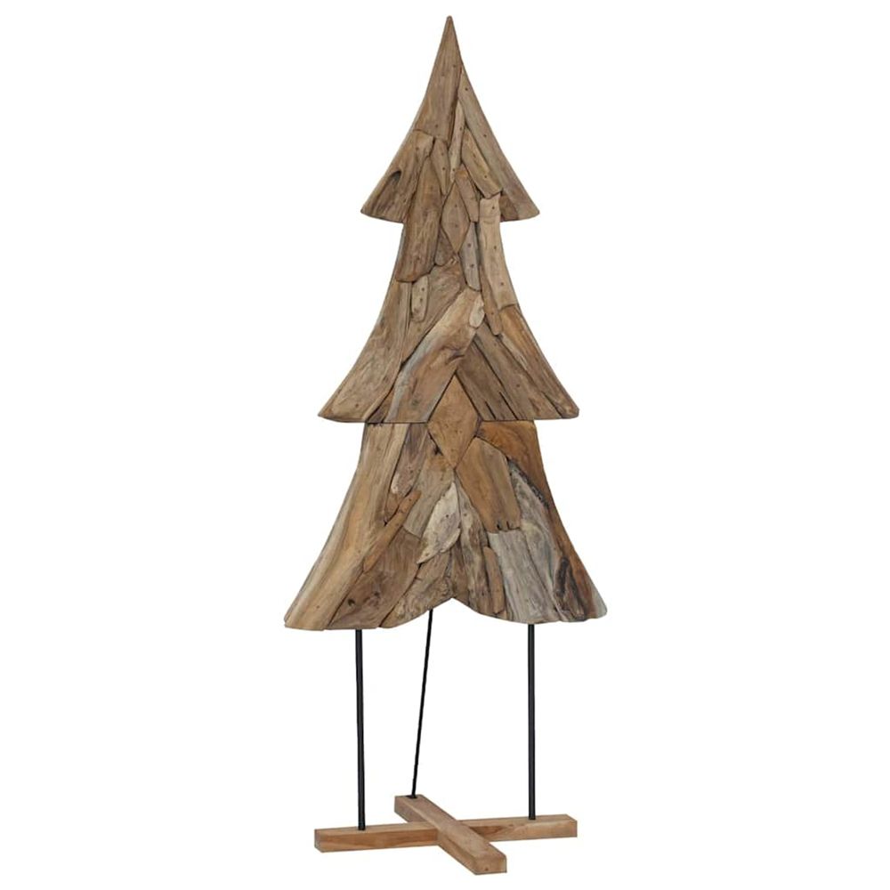 Sapin de noël avec support marron 181,5 cm bois de teck solide