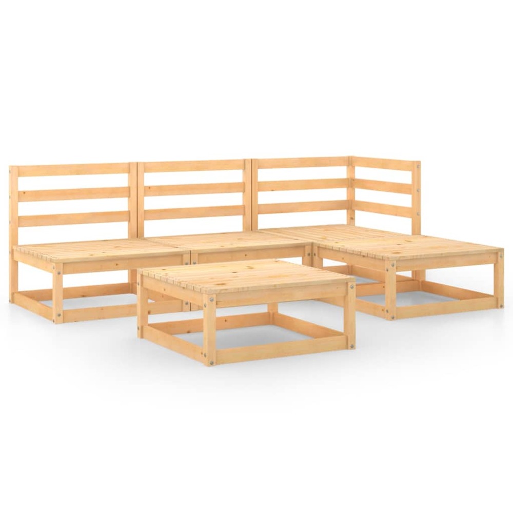 Salon de jardin meuble d'extérieur ensemble de mobilier 5 pièces bois de pin massif