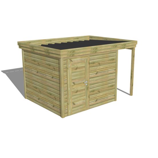Abri de jardin bois pin traité autoclave 27mm - 3,64x2,64m / 10m2 - bac acier - abri français