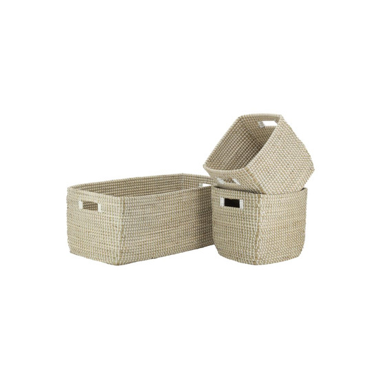 Grandes corbeilles de rangement en jonc